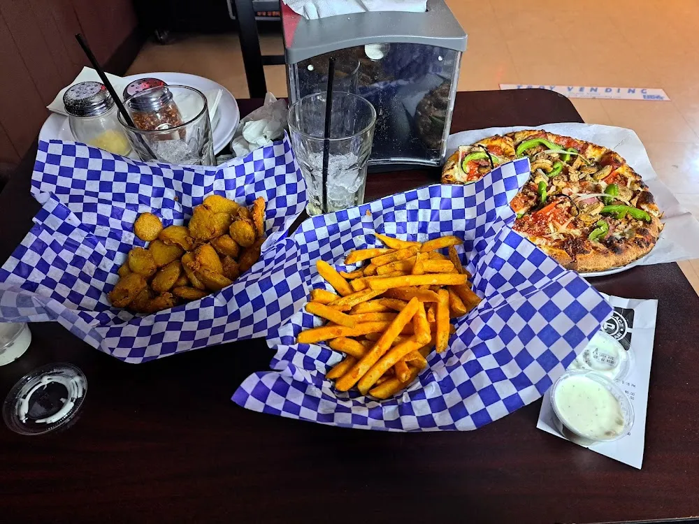 Fried Pickles Seasoned French Fries the Works Pizza