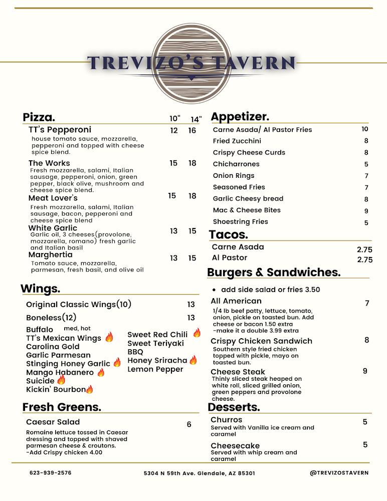 Trevizo's Tavern Menu image 1